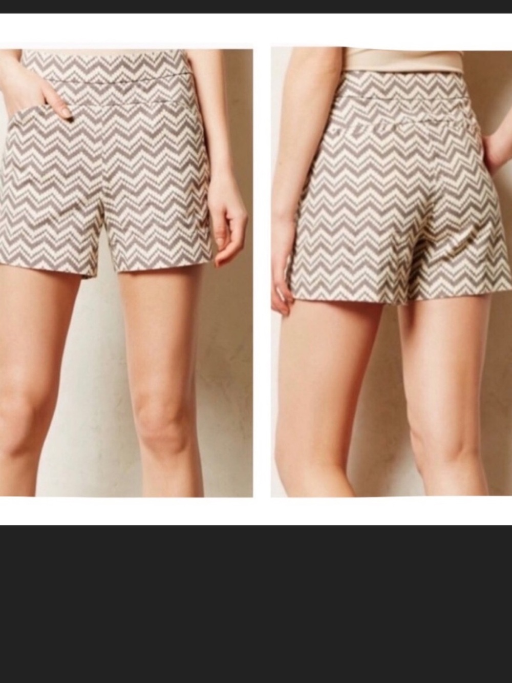 Anthropologie  Cartonnier Tan and White Linen Shorts patch pockets in size 12
